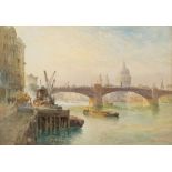 Richard Henry Wright [1857-1930]- St Paul's from The River:- signed R H Wright bottom