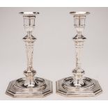 A pair of Edward VII silver candlesticks, maker James Dixon & Sons, Sheffield,