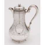 A Victorian silver hot water jug, maker Arthur Sibley,