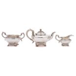 A William IV silver three-piece tea service, maker Richard Pearce & George Burrows, London,