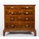 An 18th Century walnut and feather banded rectangular chest:,