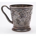 A Victorian silver christening mug, maker George Ivory, London, 1849: initialled and dated,