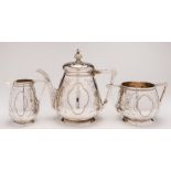 A Victorian silver three-piece tea service, maker Stephen Smith, London,