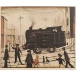 * Laurence Stephen Lowry [1887-1976]- The Level Crossing:- coloured print,