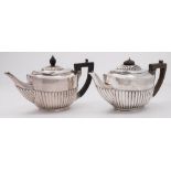 A late Victorian silver teapot, maker West & Son, London, 1896: initialled,