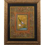 A pair of Persian paintings of insects amongst flowers: framed and glazed 27 x 20cm,