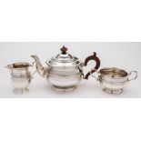 A George V silver three-piece tea service, maker Brook & Sons, Sheffield,