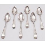 A set of six George III silver Old English dessert spoons, maker Peter & Ann Bateman, London,