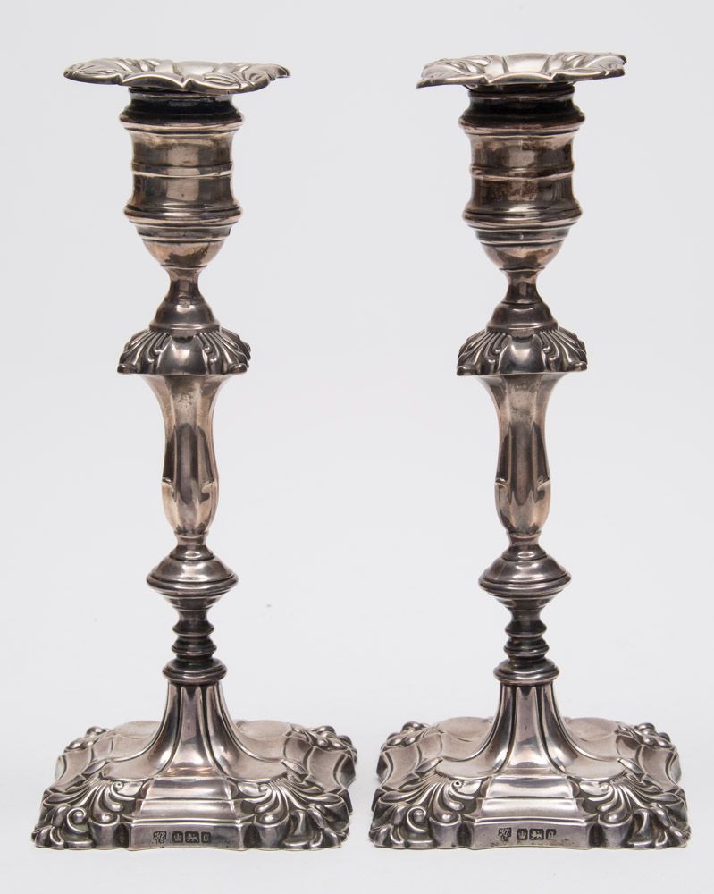 A pair of Edward VII silver candlesticks, maker Hawksworth, Eyre & Co Ltd, Sheffield,