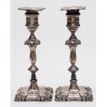 A pair of Edward VII silver candlesticks, maker Hawksworth, Eyre & Co Ltd, Sheffield,