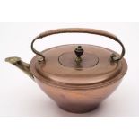 A Benson Arts & Crafts influence copper and brass kettle: of squat circular form,