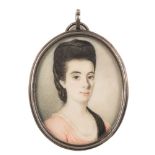 English School late 18th Century- A miniature portrait of a lady:, head and shoulders,