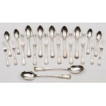 A William IV Scottish silver single struck Kings pattern matched flatware service, maker Elder & Co,