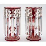 A pair of Bohemian ruby stained,