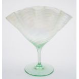 A facon de venise glass stem vase probably by Harry Powell for Whitefriars: the pale green