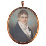 Circle of Richard Cosway [1742-1821]- A miniature portrait of a young man, Richard Carrington,