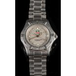 A 'Tag Heuer Professional 200 meters' stainless steel wristwatch: the matte silver circular dial,