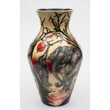 A large Moorcroft pottery vase: of baluster form tubelined in the Timbavati pattern after an