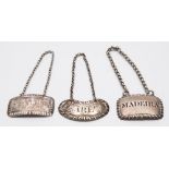A late George III silver decanter label, maker Rebecca Emes & Edward Barnard I,