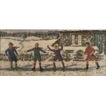 English School [20th Century]- Children joyous of a snow fall,