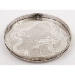 A Chinese silver tray, maker MC85: of circular outline,