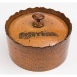 A 19th century treen spice box and cover: of circular form,