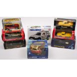 Eight 1/24th scale model car:, including a VW-82 Kubelwagen, a Ferrari 275 GTB/4 ,