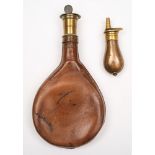A small copper and brass pistol powder flask by Sykes:,