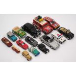 A collection of various cars and commercial vehicles by Majorette, Corgi and others:,