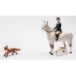 A Beswick Hunting group:, comprising Huntswoman style two, standing model 1730,