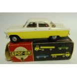 Spot-On Ford Zodiac Model 100/SL: with head and rear lights, Yellow/white body,