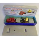 Dinky, No 986 Mighty Antar Low Loader with Propeller: red body, light grey trailer,