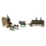 A collection of handmade and hand painted Napoleonic French Artillery teams and supply wagons:,