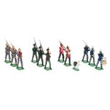 A collection of handmade and hand painted Victorian and later Regimental figures:,