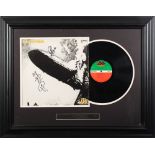 WITHDRAWN Led Zeppelin 'Led Zeppelin ' signed album cover with LP in a glazed display frame: