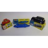 Corgi No 233 Heinkel Economy Car: No 418 Austin Taxi and No 153 Proteus-Campbell 'Bluebird' Record