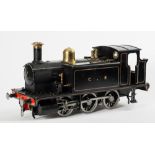 A three and a half inch gauge live steam 0-6-0 tank locomotive in C R black livery: fitted with