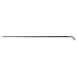 An early 20th century silver mounted golf club headed walking stick:, assays rubbed,