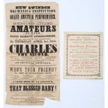 A Victorian Theatre poster for 'New Swindon Mechanic's Institution',