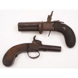 A 19th century four-barrel percussion cap pepperbox pistol:,