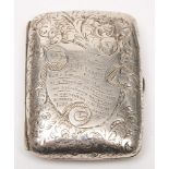 A Victorian Police Silver Presentation Cigarette case, maker Rolason Brothers, Birmingham 1896:,