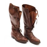 A pair of early 20th century men's brown leather riding boots by Peal & Co, London:,