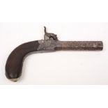 An early 19th Century percussion cap boxlock pistol:,