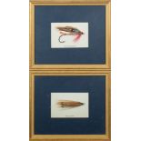 A set of six salmon fly polychrome furnishing prints:.