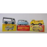 Dinky No 295 Atlas Bus: light blue/grey body, red interior, No 490 Electric Dairy Van,