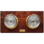 A 20th century brass and yew wood weather station by Maximum:,