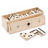 A set of 19th century POW bone dominoes in a box:,