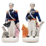 A pair of Staffordshire pottery portrait figures of Admiral Sir Dean Dundas and Admiral Sir John