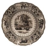 An early 19th century 'Arctic Scenery' pottery plate: probably by Godwin,