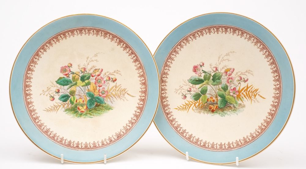 A pair of Staffordshire dinner plates for the Union Steamship Company of New Zealand:,